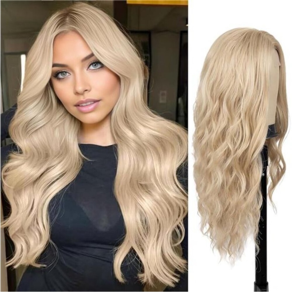 26” 613 BLONDE LONG BODY WAVY MIDDLE PART  FULL CAP WIG FOR WOMAN *NEW*